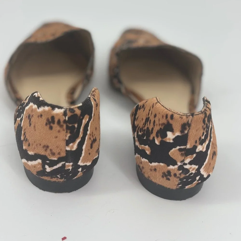 Calf hair D'Orsay point toe flats womens 7.5 animal print maximalist Luxury fall
